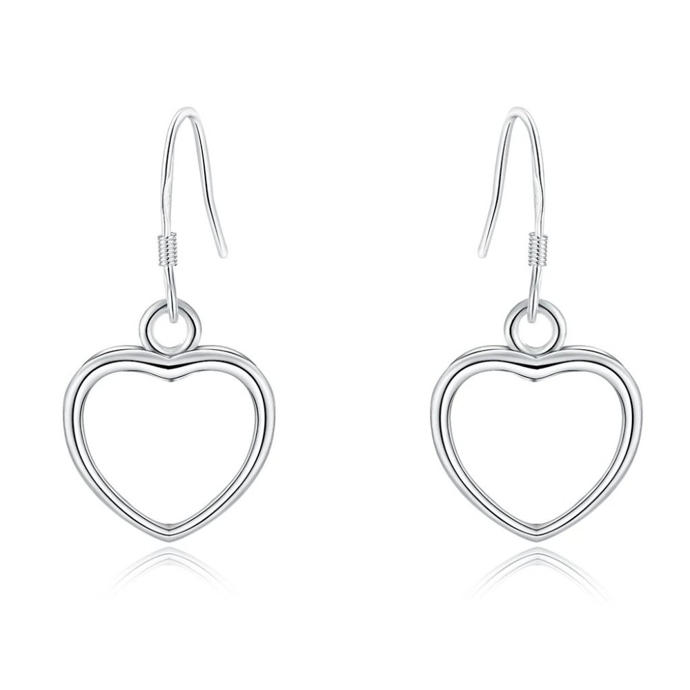 Beautiful Heart Drop Earrings 925 Sterling Silver " Hypoallergenic " - Picture 5 of 6